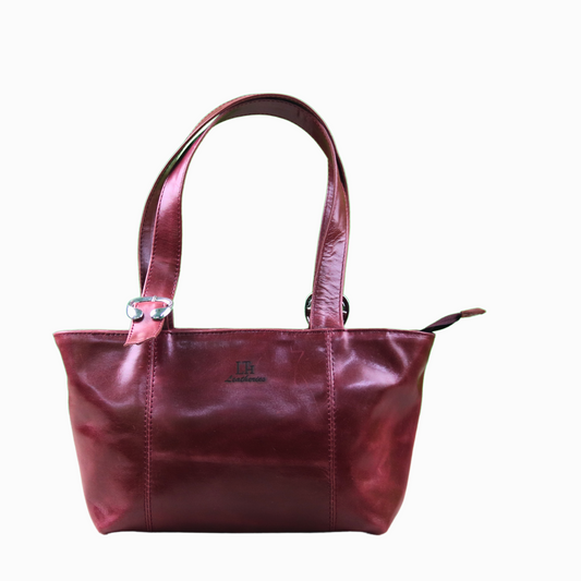 Maroon Leather Tote Bag