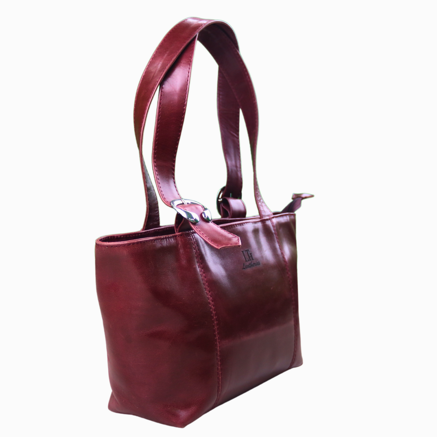 Maroon Leather Tote Bag