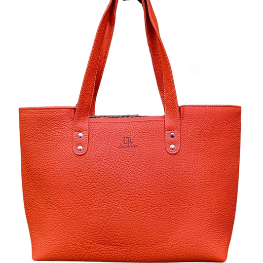 Orange leather Tote Bag